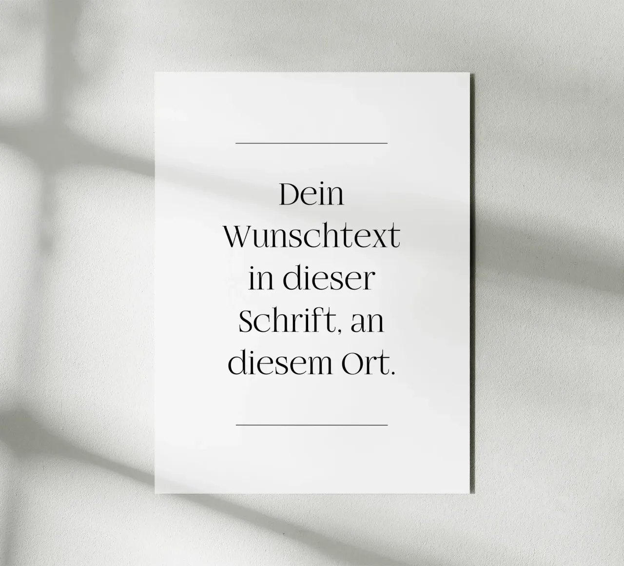 Wunschtext in schwarz weiß mit Linien alluminio dibond da WORTSPIEL