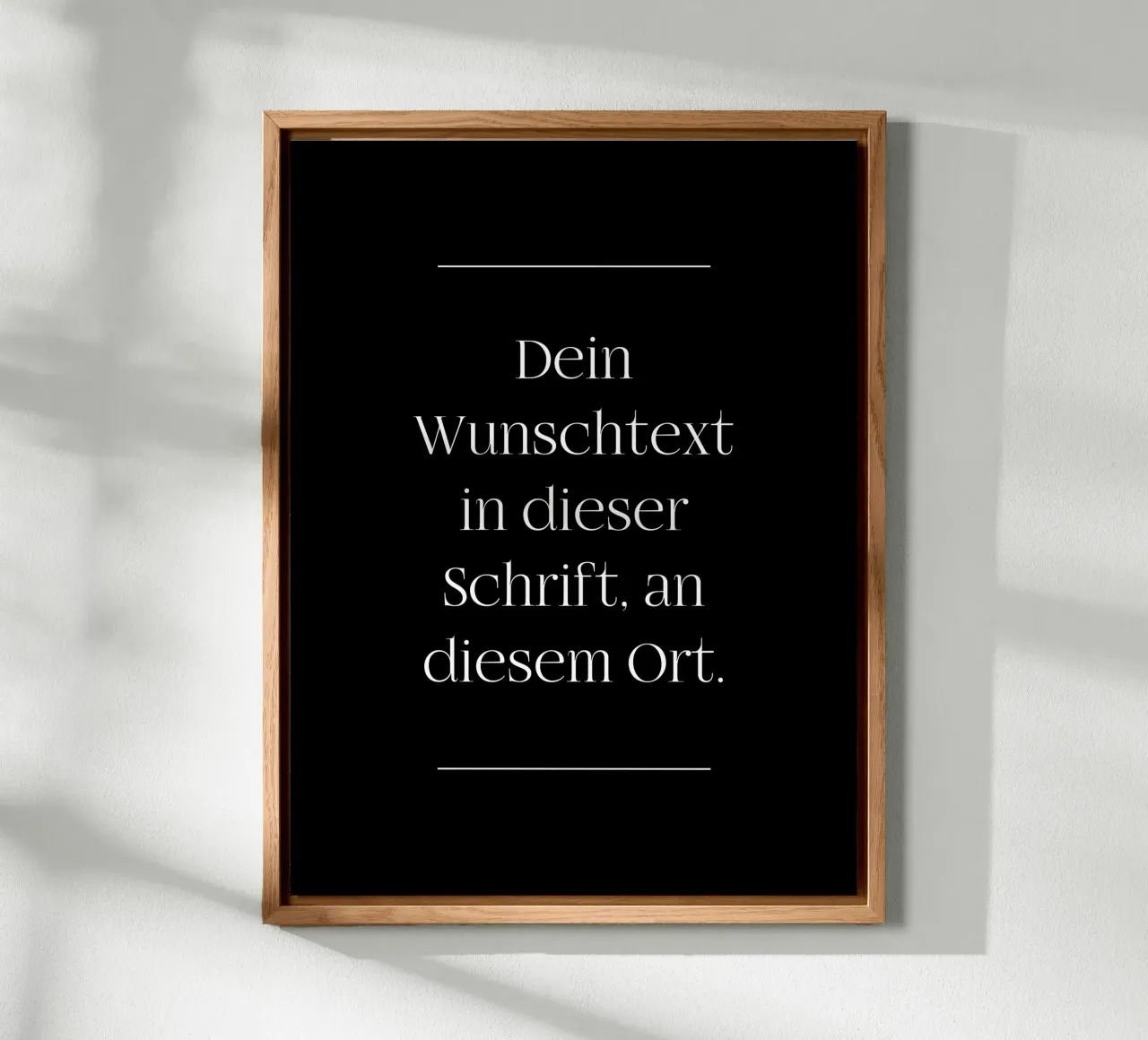 Wunschtext in weiß schwarz mit Linien alluminio dibond da WORTSPIEL