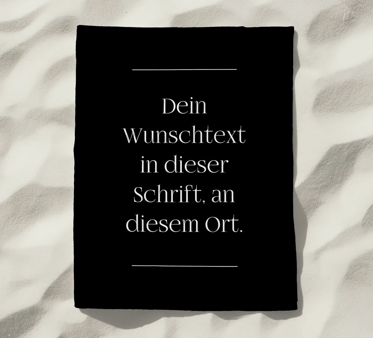 Wunschtext in weiß schwarz mit Linien telo mare da WORTSPIEL