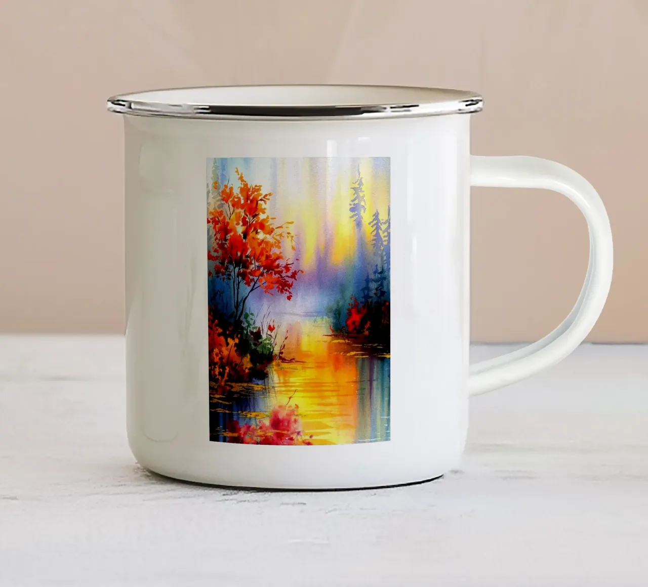 Paesaggio serenità magnifica pace tazza in smalto da dinem