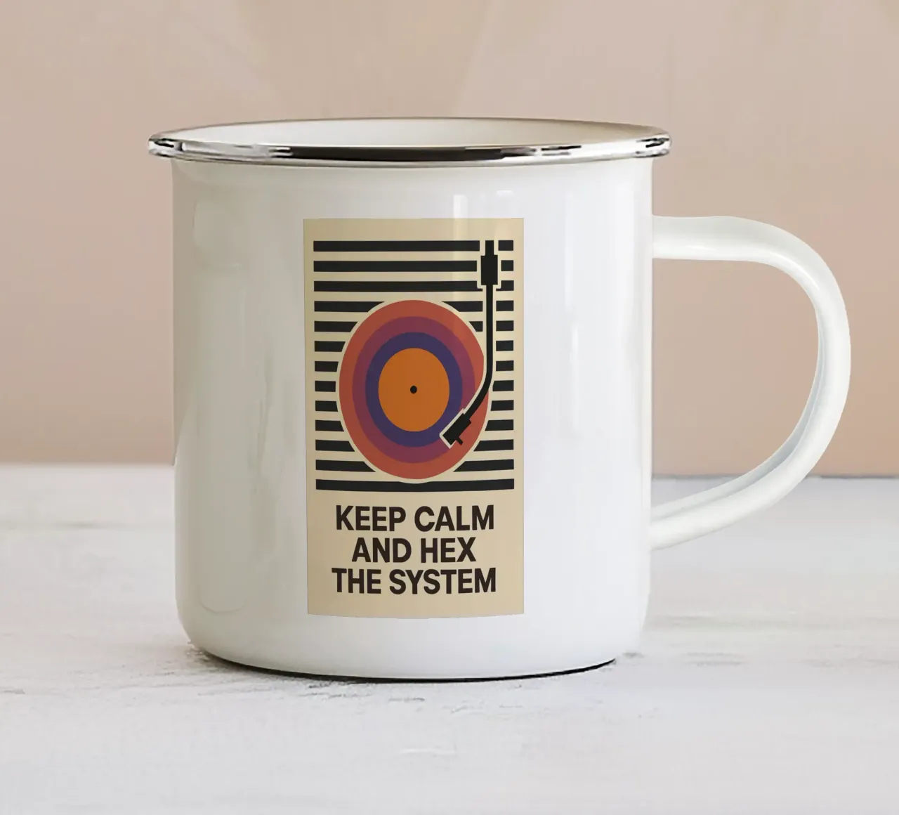 Keep Calm and Hex the System tazza in smalto da Taika Tori Art