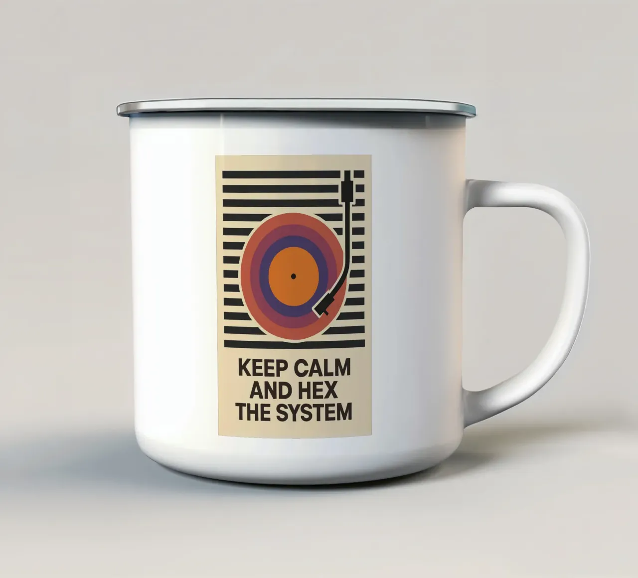 Keep Calm and Hex the System tazza in smalto da Taika Tori Art