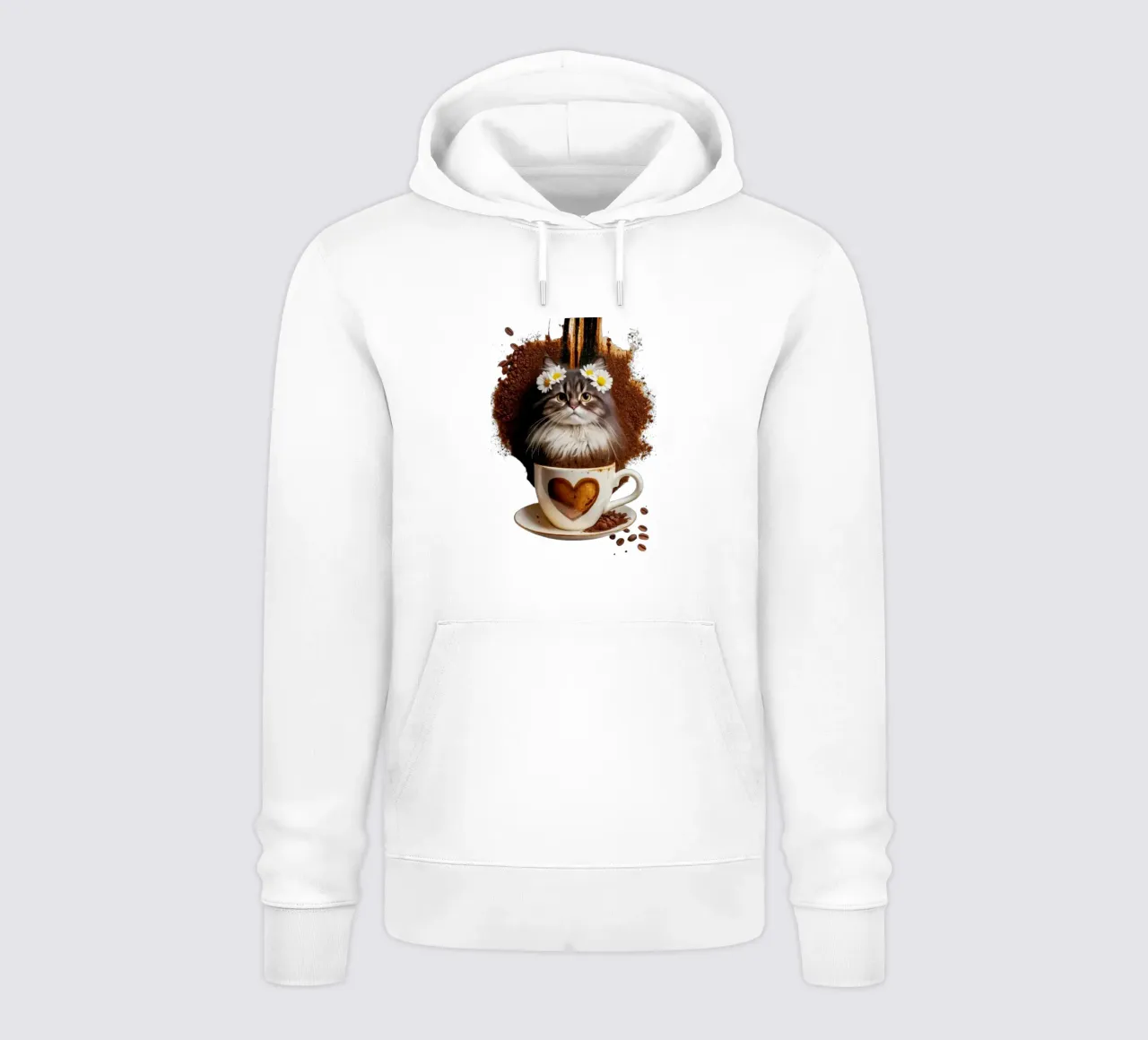 Fiori di gatto e caffè felpa con cappuccio da dinem