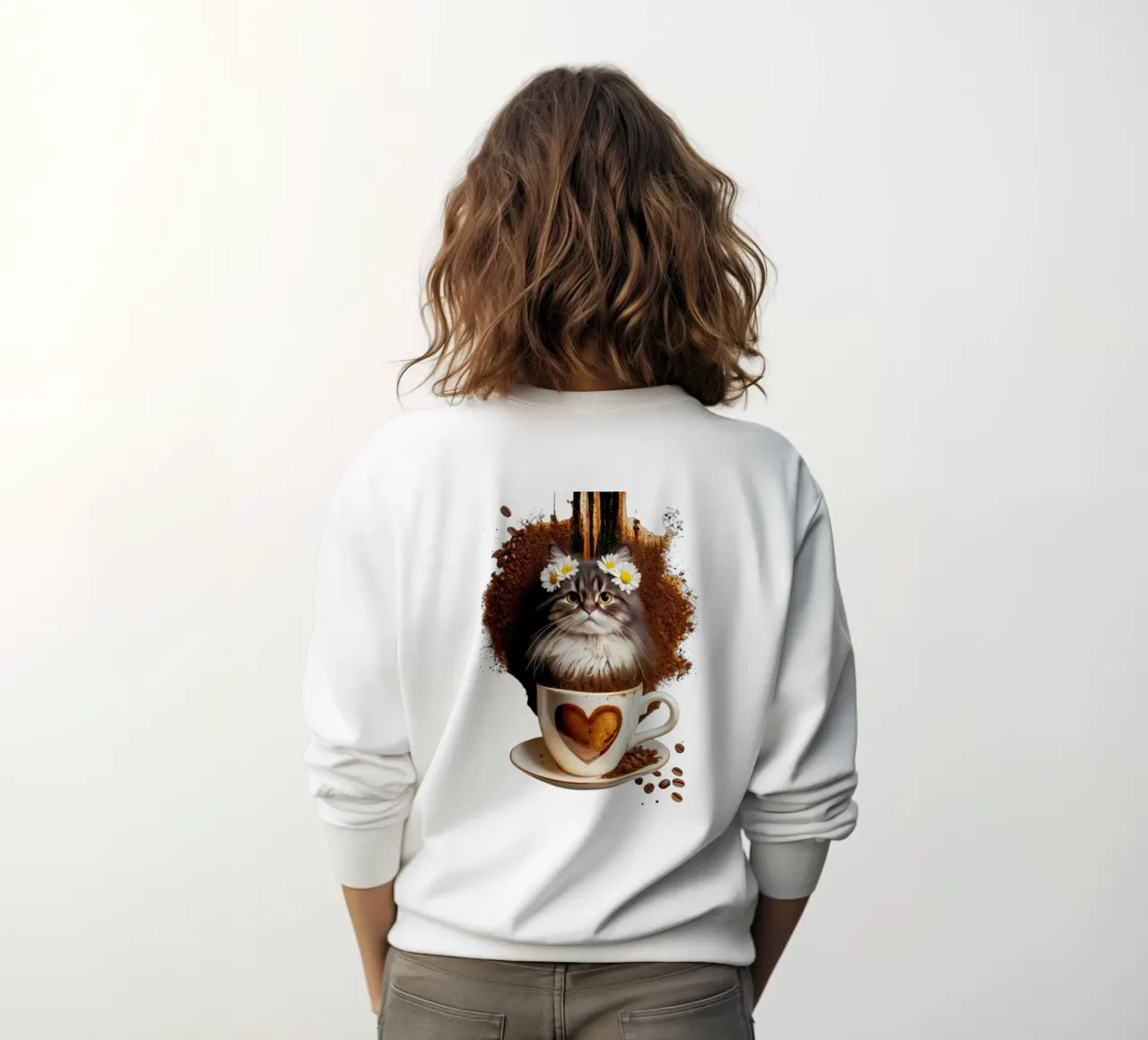 Fiori di gatto e caffè felpa da dinem