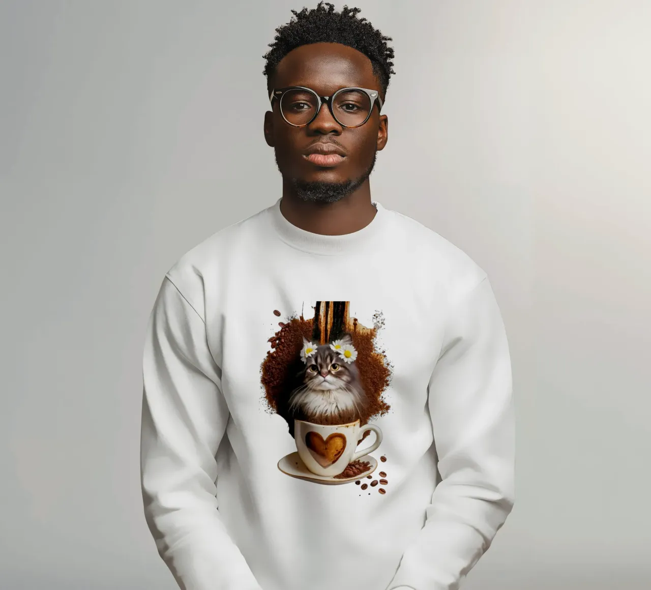 Fiori di gatto e caffè felpa da dinem