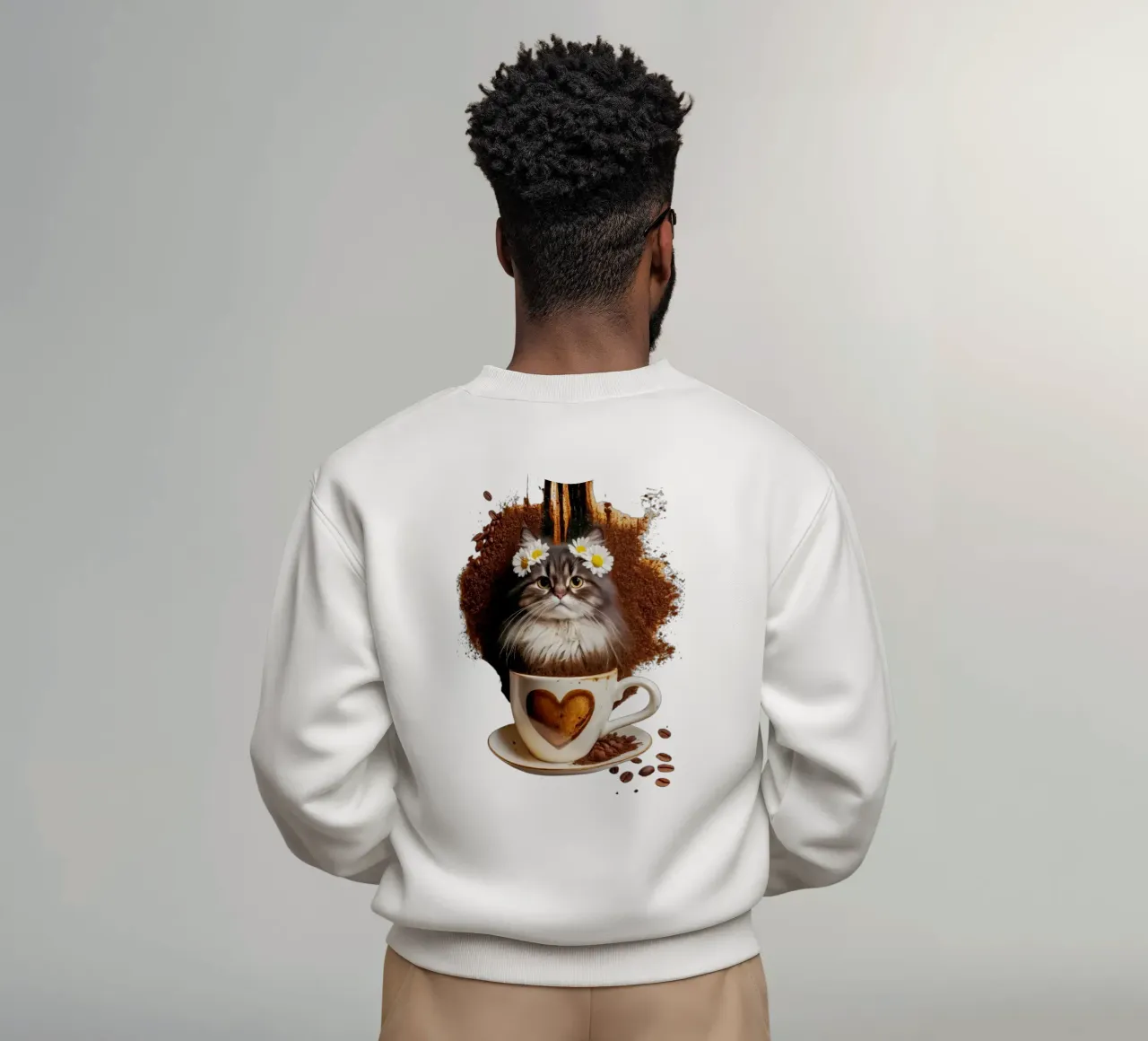 Fiori di gatto e caffè felpa da dinem