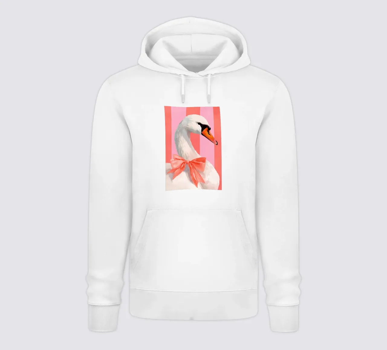 Elegant Swan with Coral Bow Art Print felpa con cappuccio da Mai Design