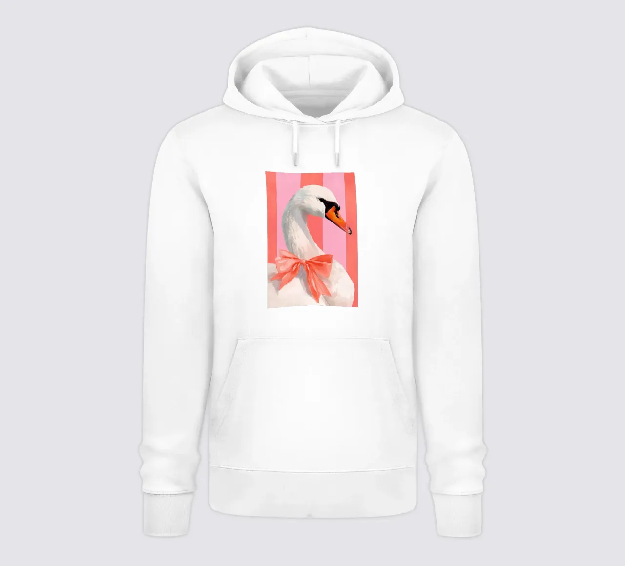 Elegant Swan with Coral Bow Art Print felpa con cappuccio da Mai Design