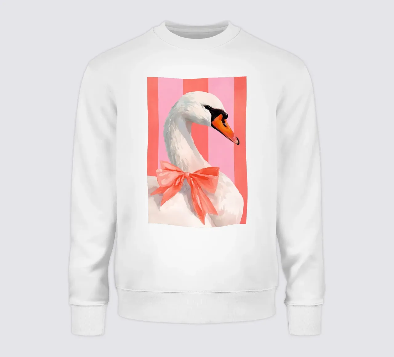 Elegant Swan with Coral Bow Art Print felpa da Mai Design