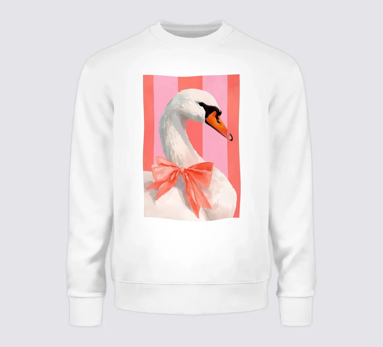 Elegant Swan with Coral Bow Art Print felpa da Mai Design