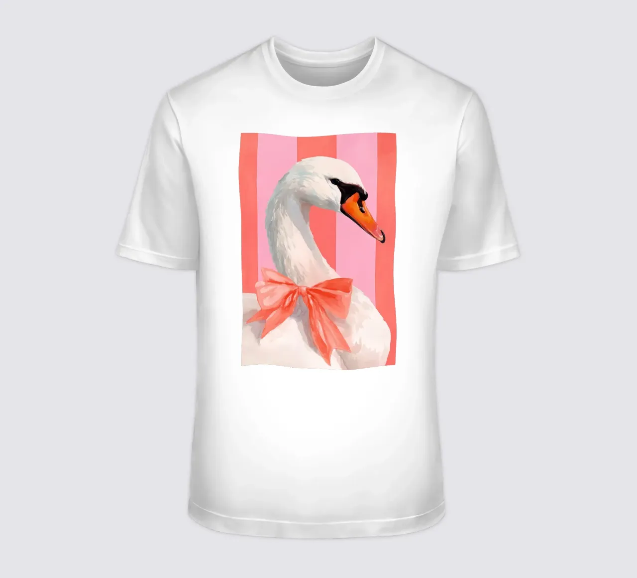 Elegant Swan with Coral Bow Art Print t-shirt da Mai Design
