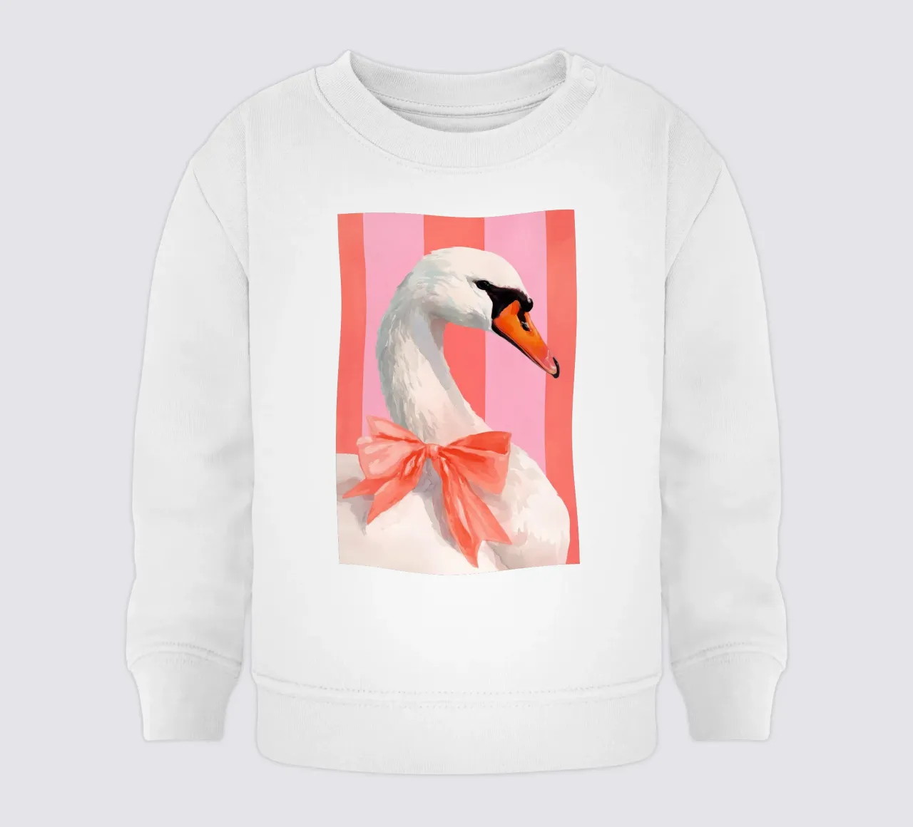 Elegant Swan with Coral Bow Art Print felpa neonato da Mai Design
