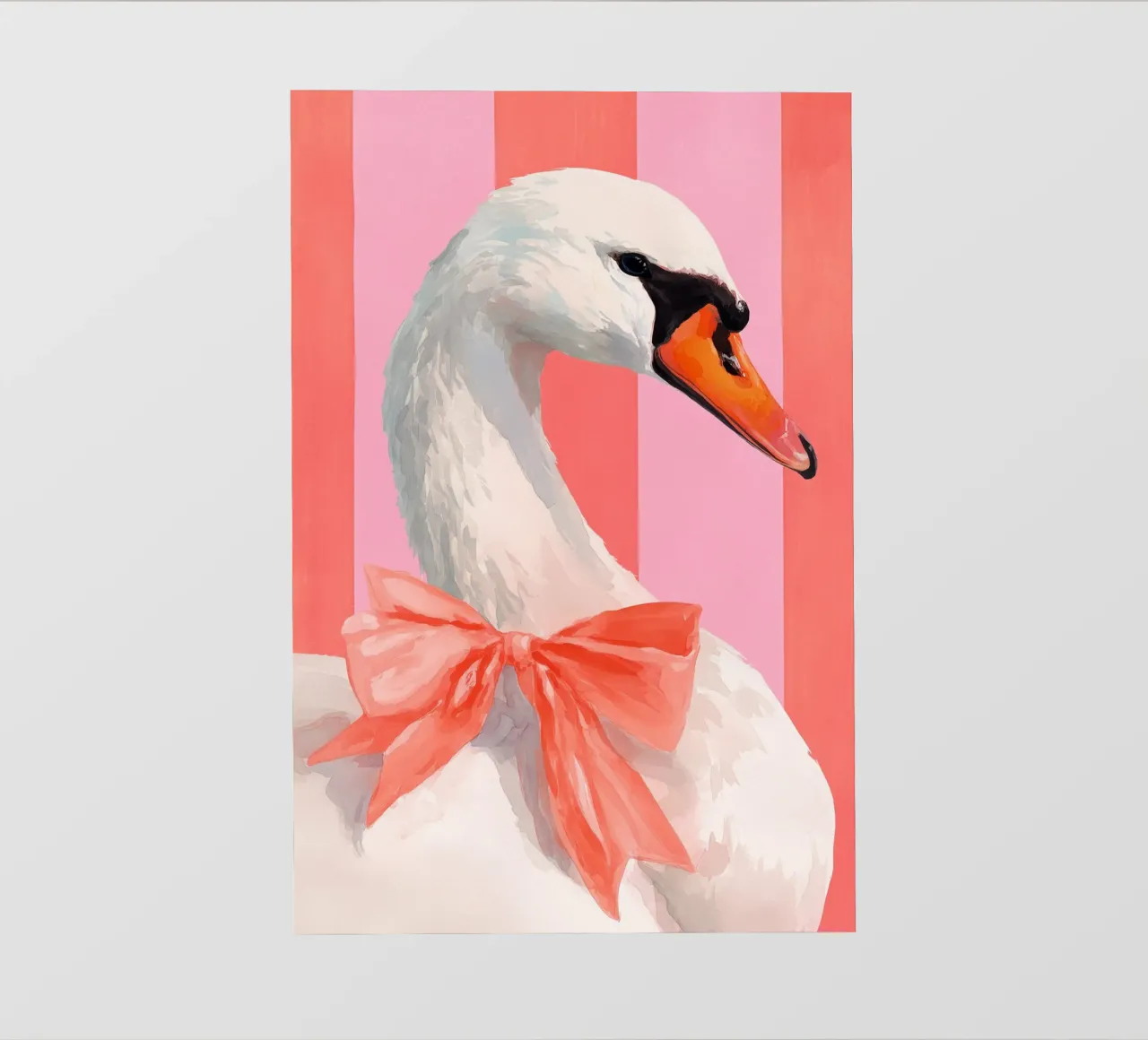 Elegant Swan with Coral Bow Art Print pellicola backlit da Mai Design