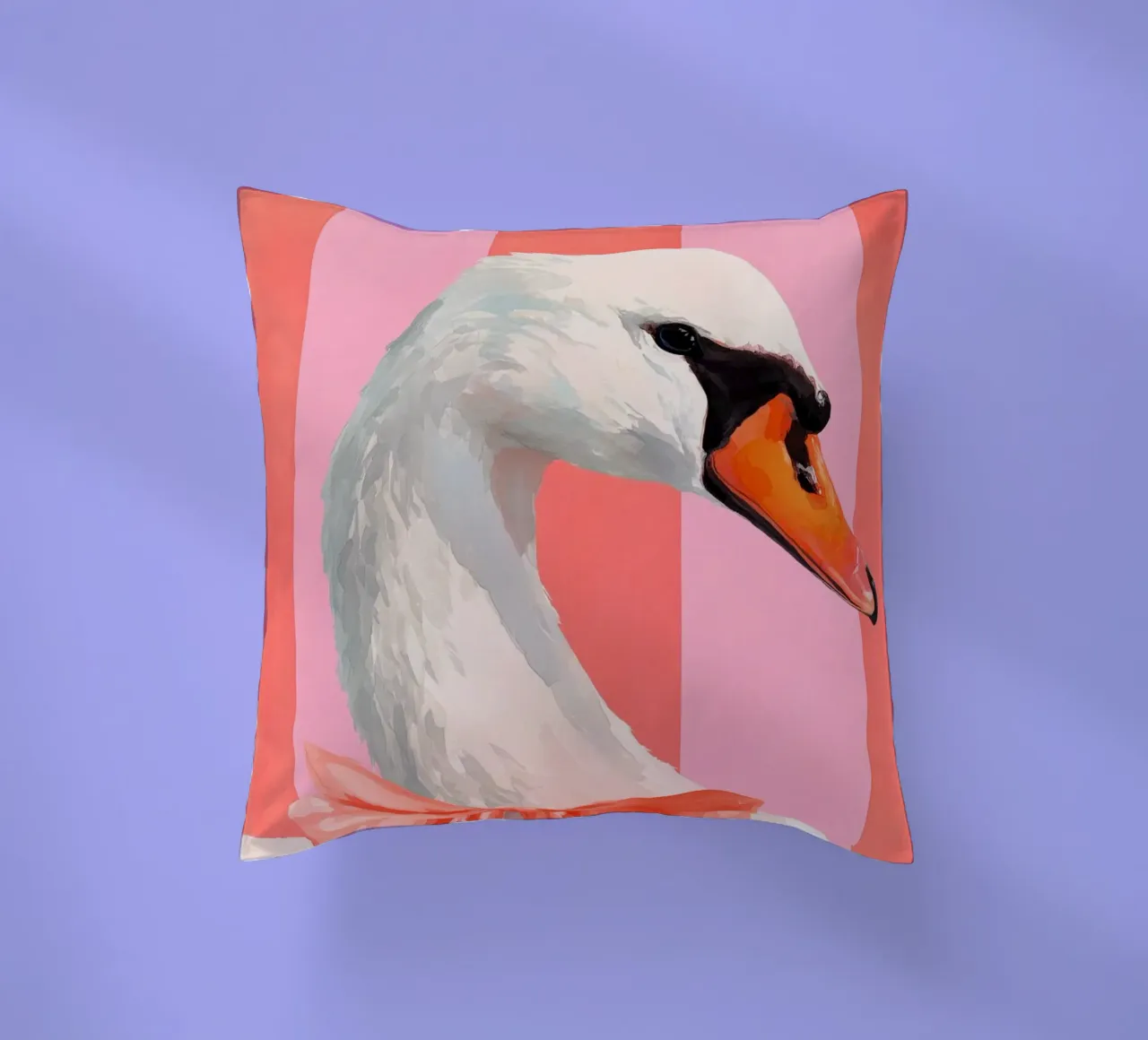 Elegant Swan with Coral Bow Art Print cuscino da Mai Design