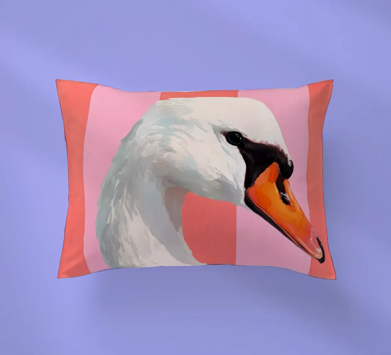 Elegant Swan with Coral Bow Art Print cuscino da Mai Design