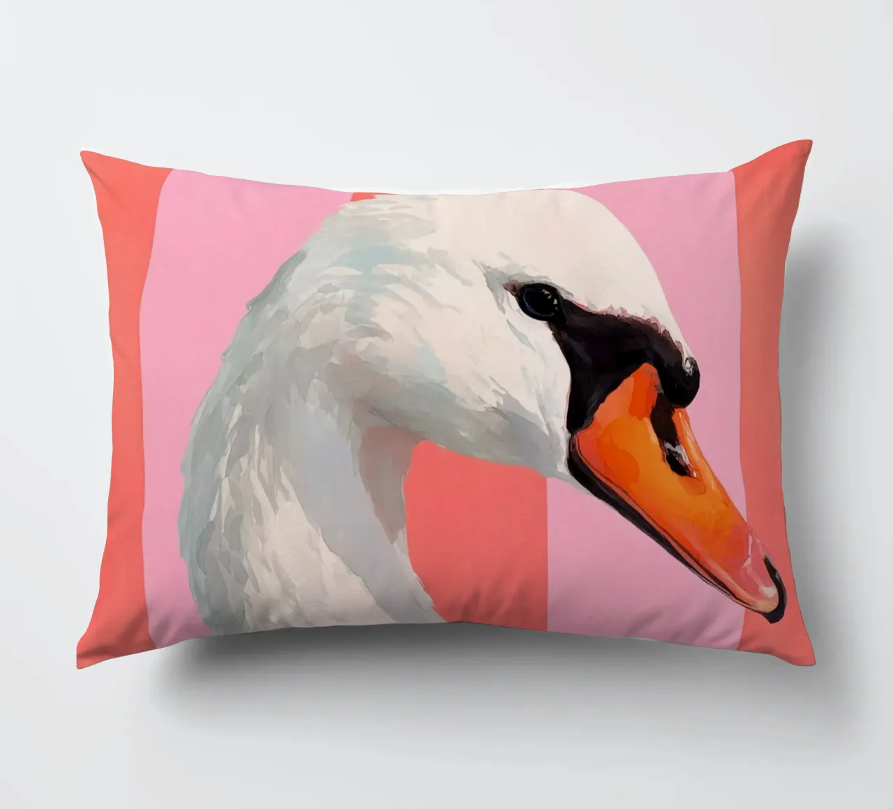 Elegant Swan with Coral Bow Art Print cuscino da Mai Design