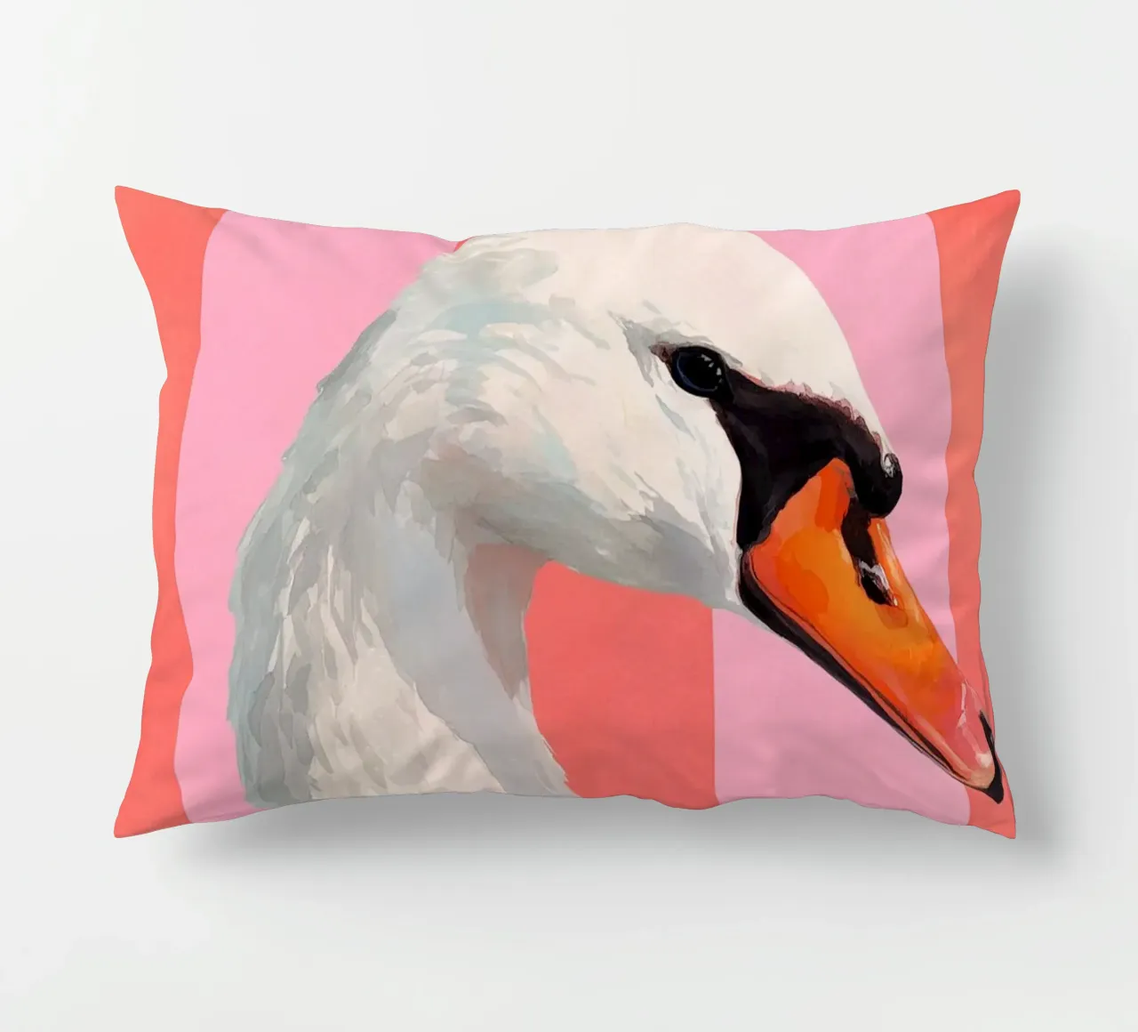 Elegant Swan with Coral Bow Art Print cuscino da Mai Design