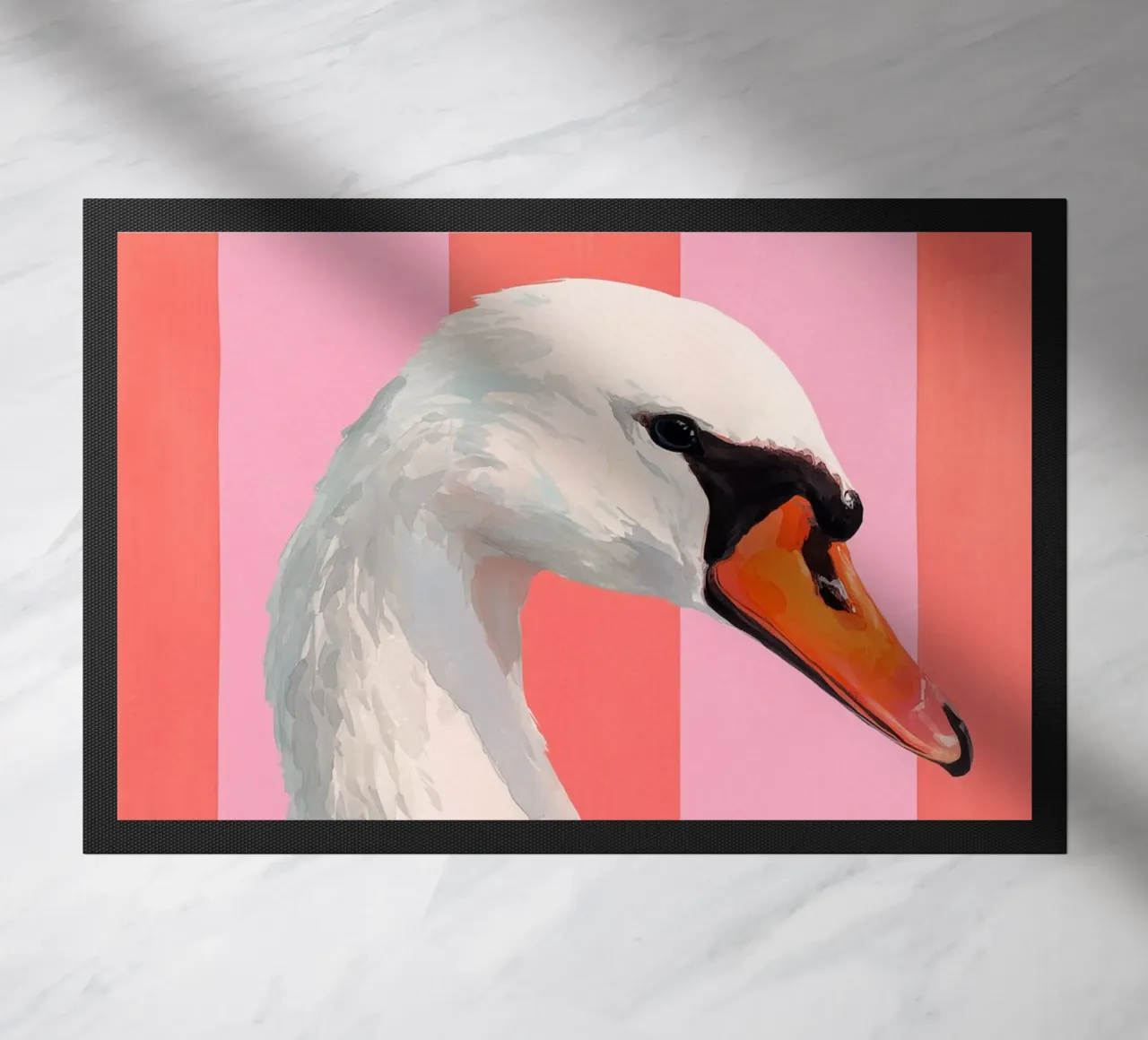 Elegant Swan with Coral Bow Art Print zerbino da Mai Design