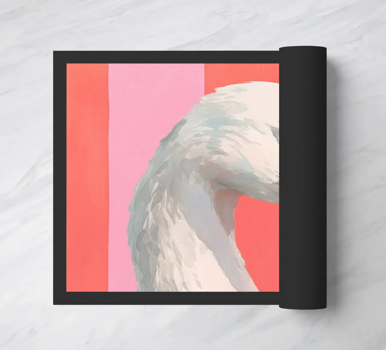 Elegant Swan with Coral Bow Art Print zerbino da Mai Design
