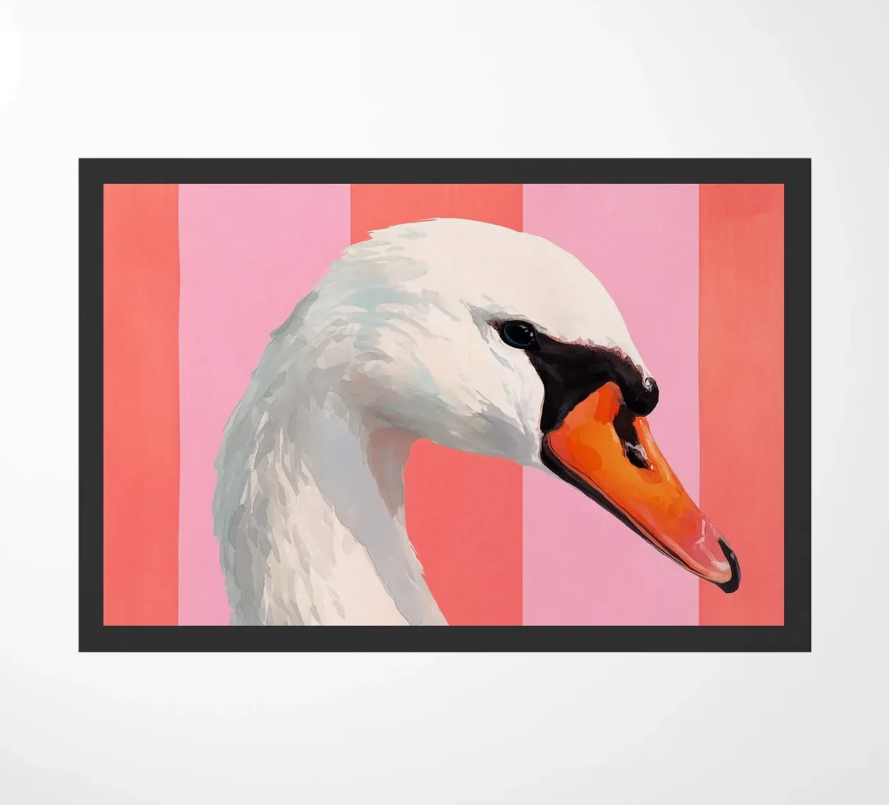 Elegant Swan with Coral Bow Art Print zerbino da Mai Design