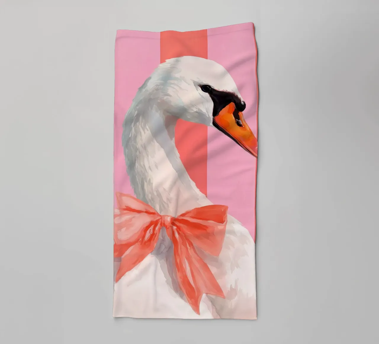 Elegant Swan with Coral Bow Art Print asciugamano da bagno da Mai Design