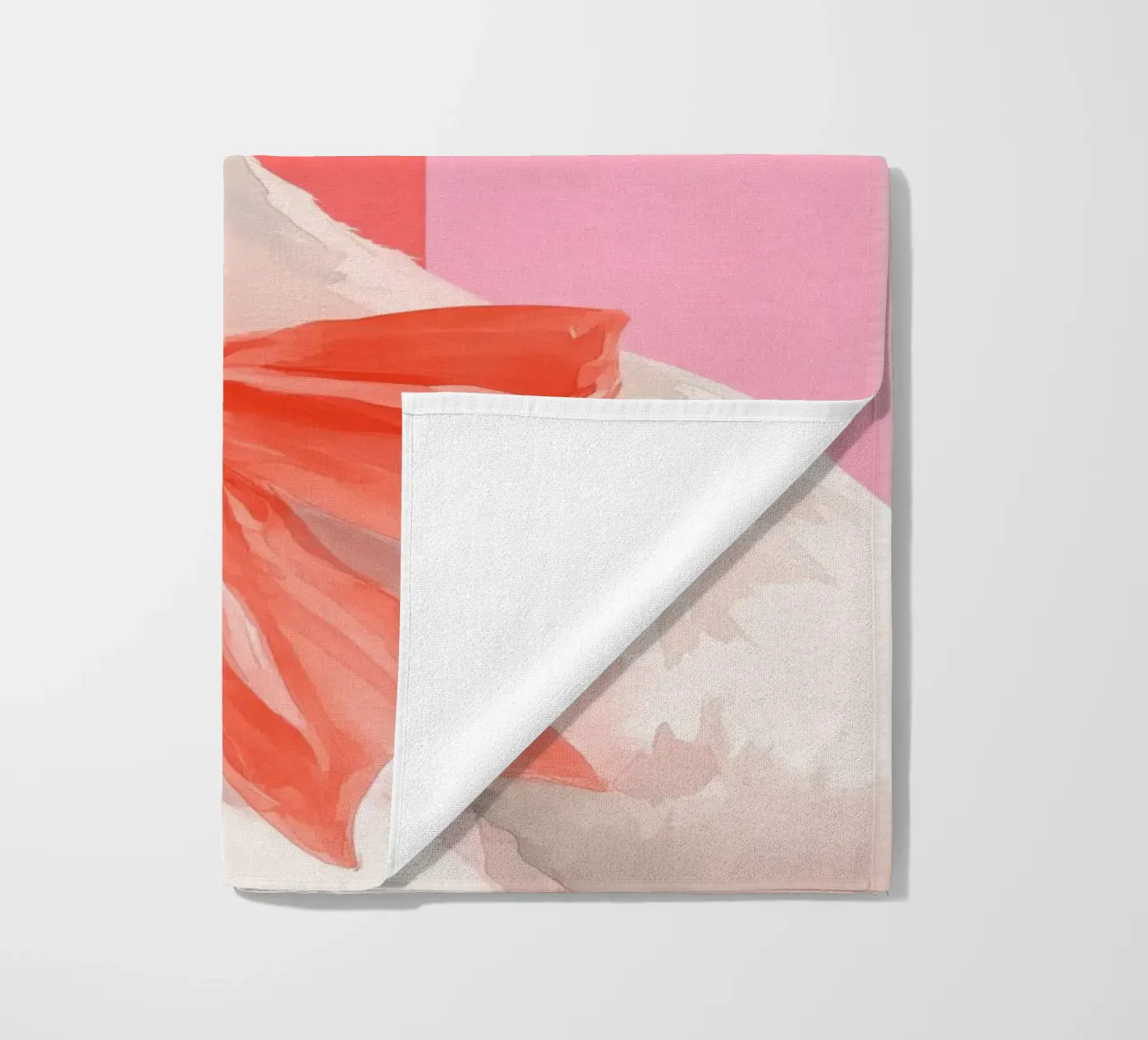 Elegant Swan with Coral Bow Art Print telo mare da Mai Design