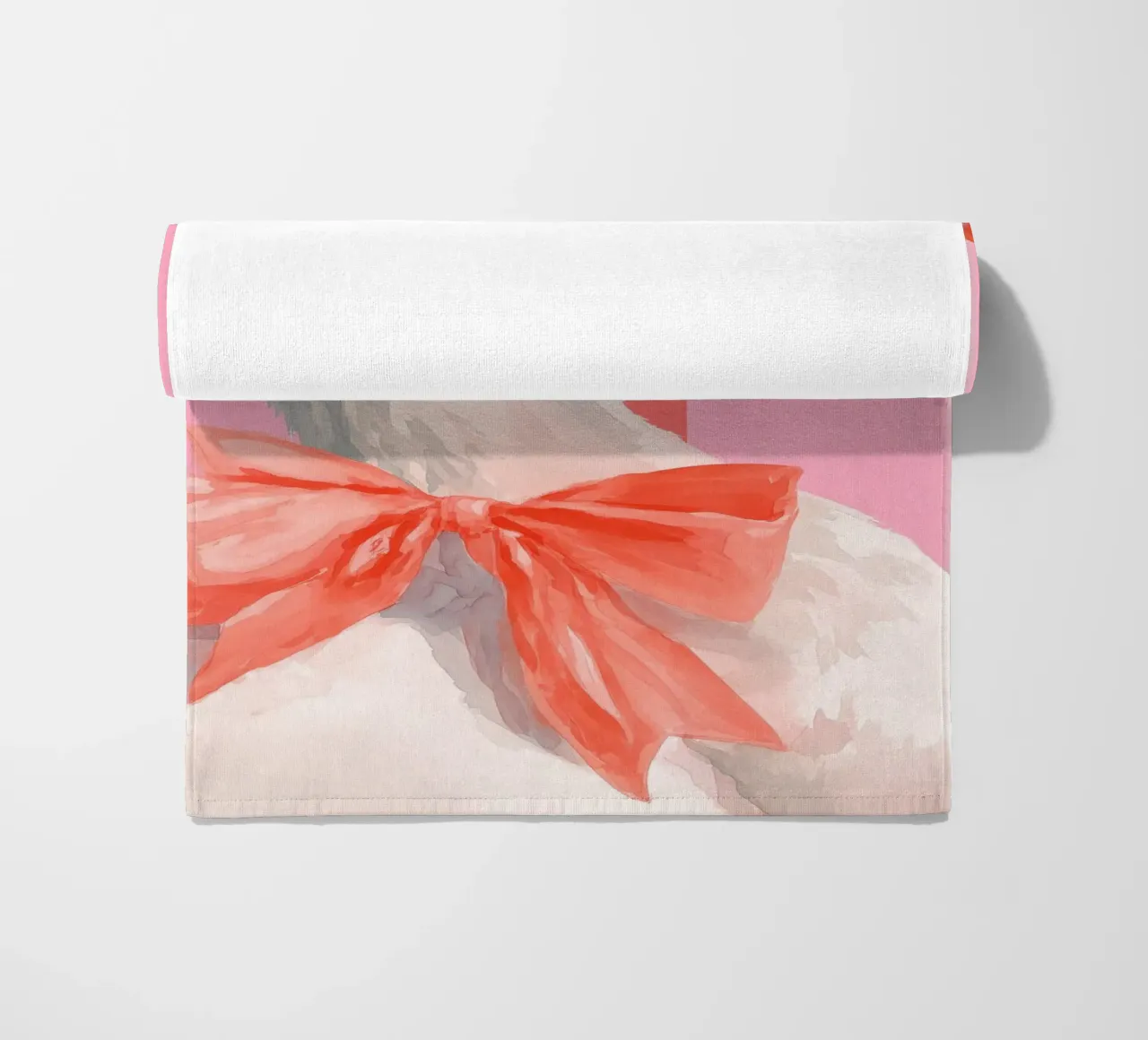 Elegant Swan with Coral Bow Art Print telo mare da Mai Design
