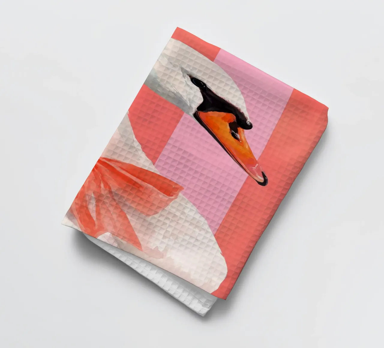 Elegant Swan with Coral Bow Art Print canovaccio da cucina da Mai Design