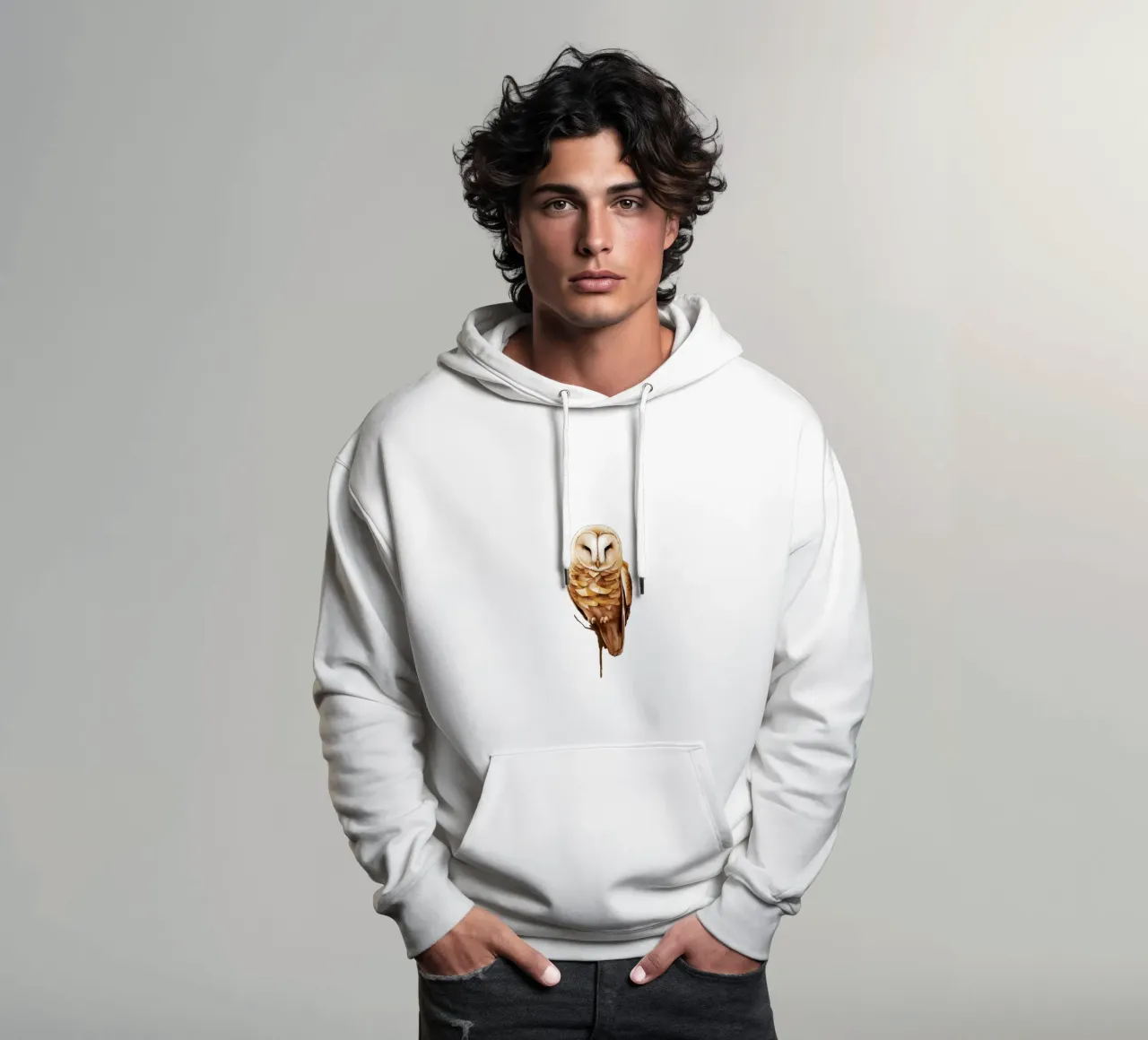 gufo sereno in pace felpa con cappuccio da dinem