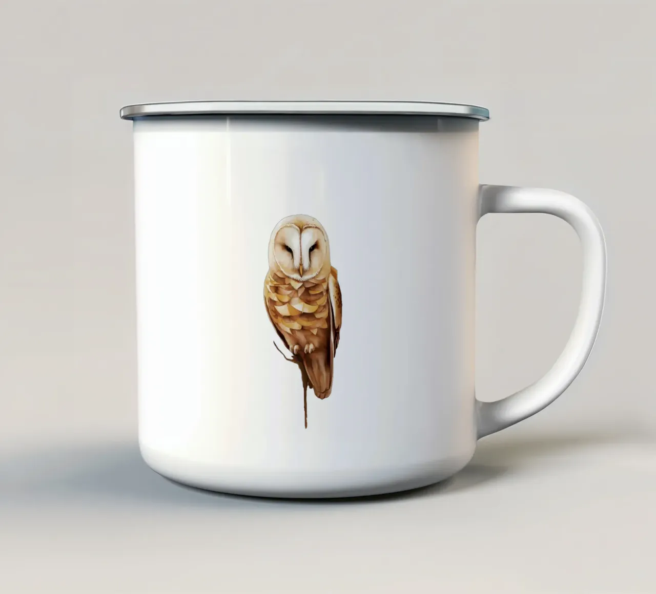 gufo sereno in pace tazza in smalto da dinem