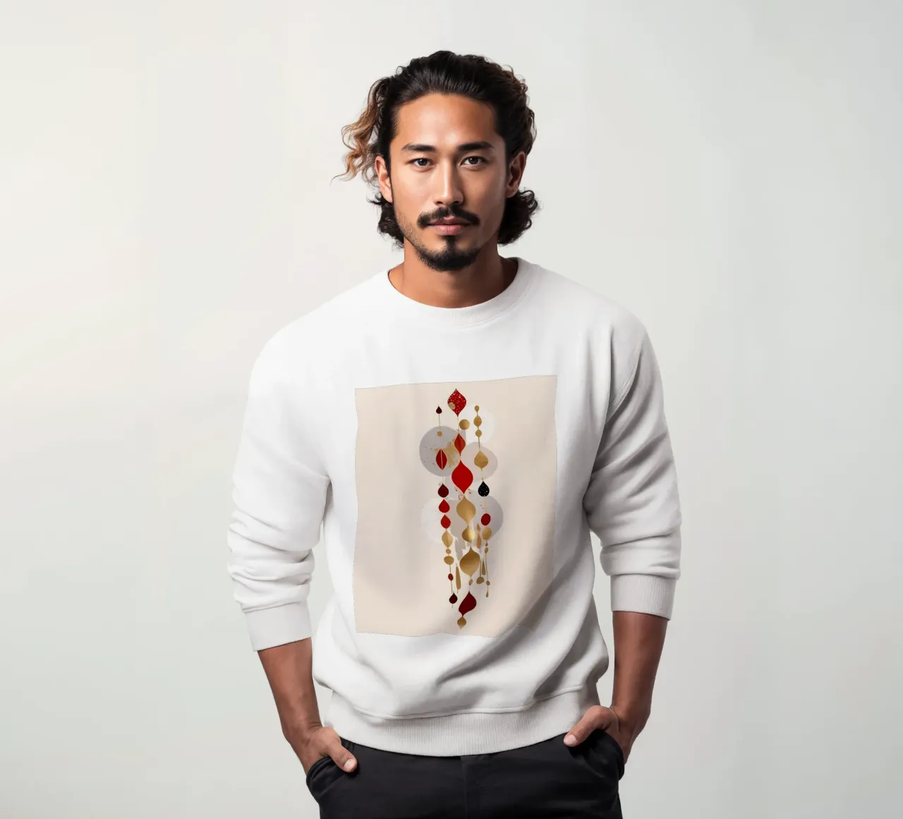 geometria minimalista in rosso e oro felpa da dinem