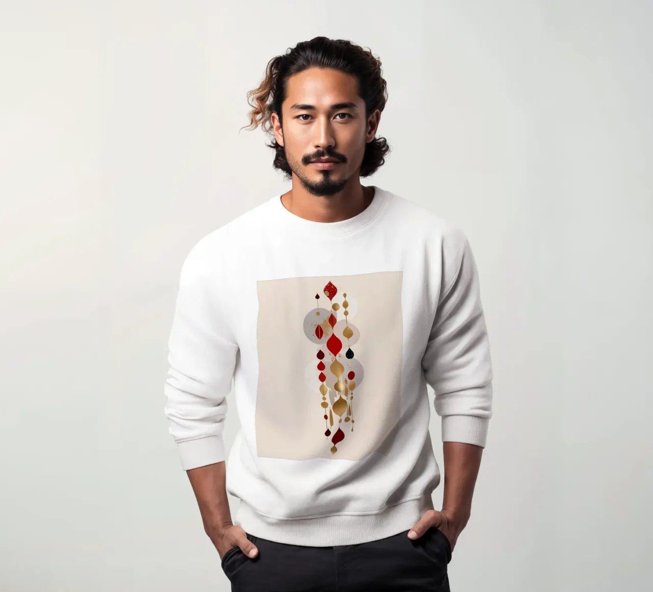 geometria minimalista in rosso e oro felpa da dinem