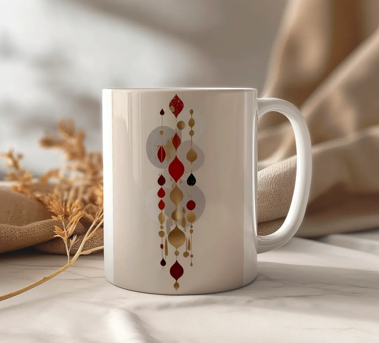 geometria minimalista in rosso e oro tazza in ceramica da dinem