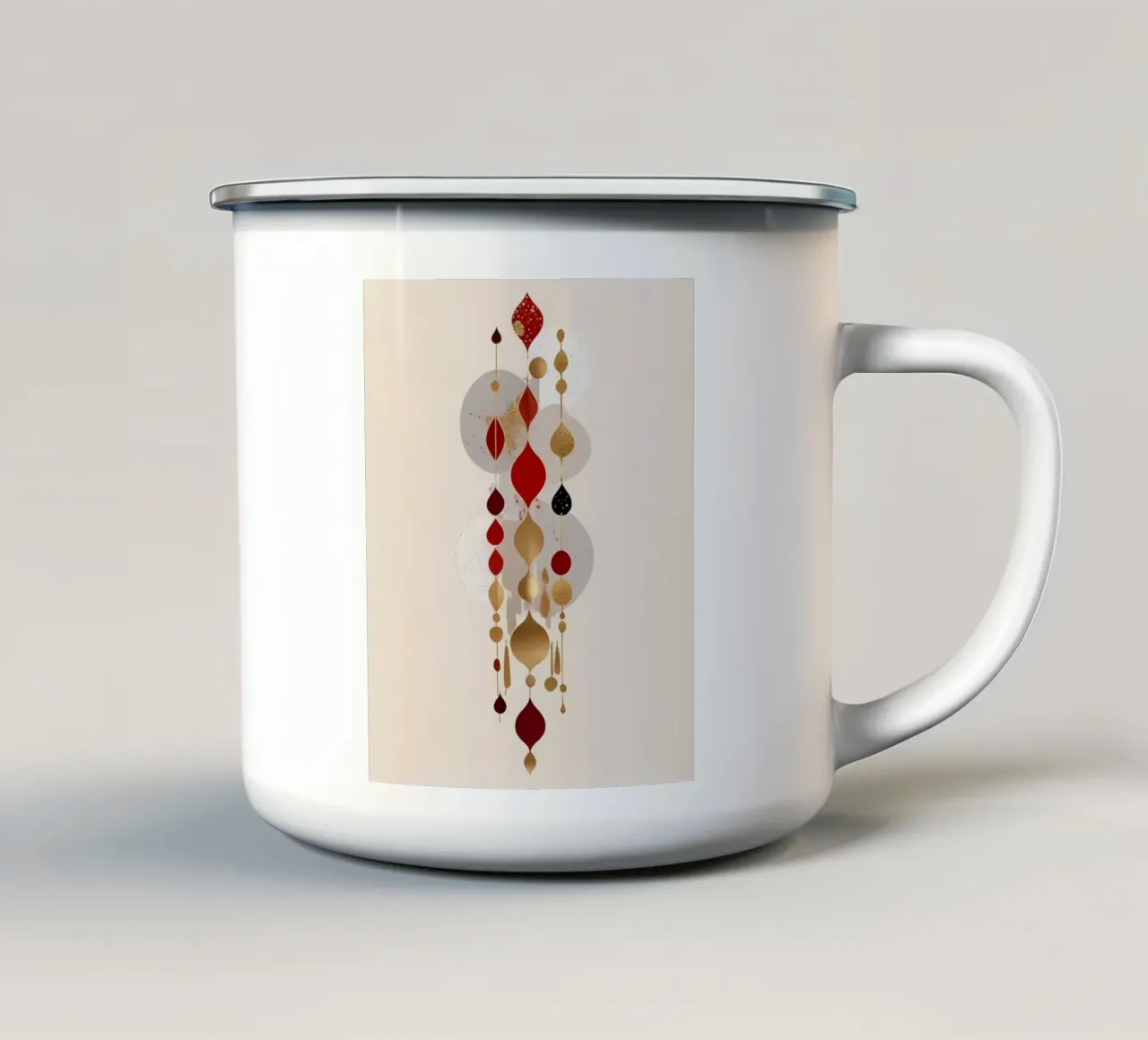 geometria minimalista in rosso e oro tazza in smalto da dinem