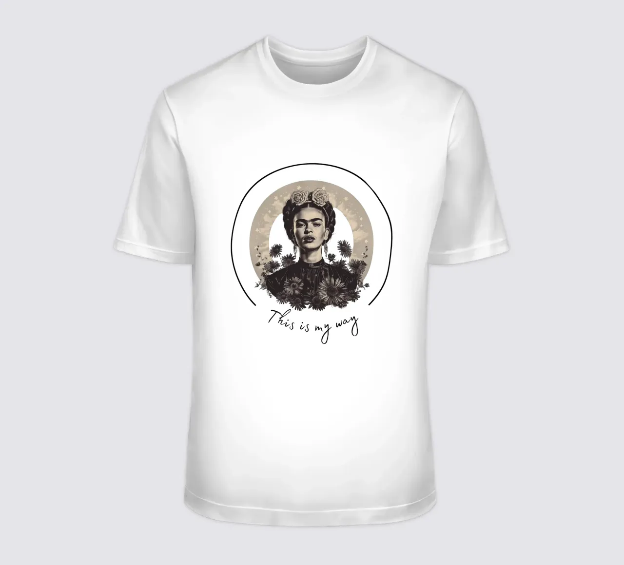 Frida Kahlo "Art of Persistence" t-shirt da Fantasias Florales