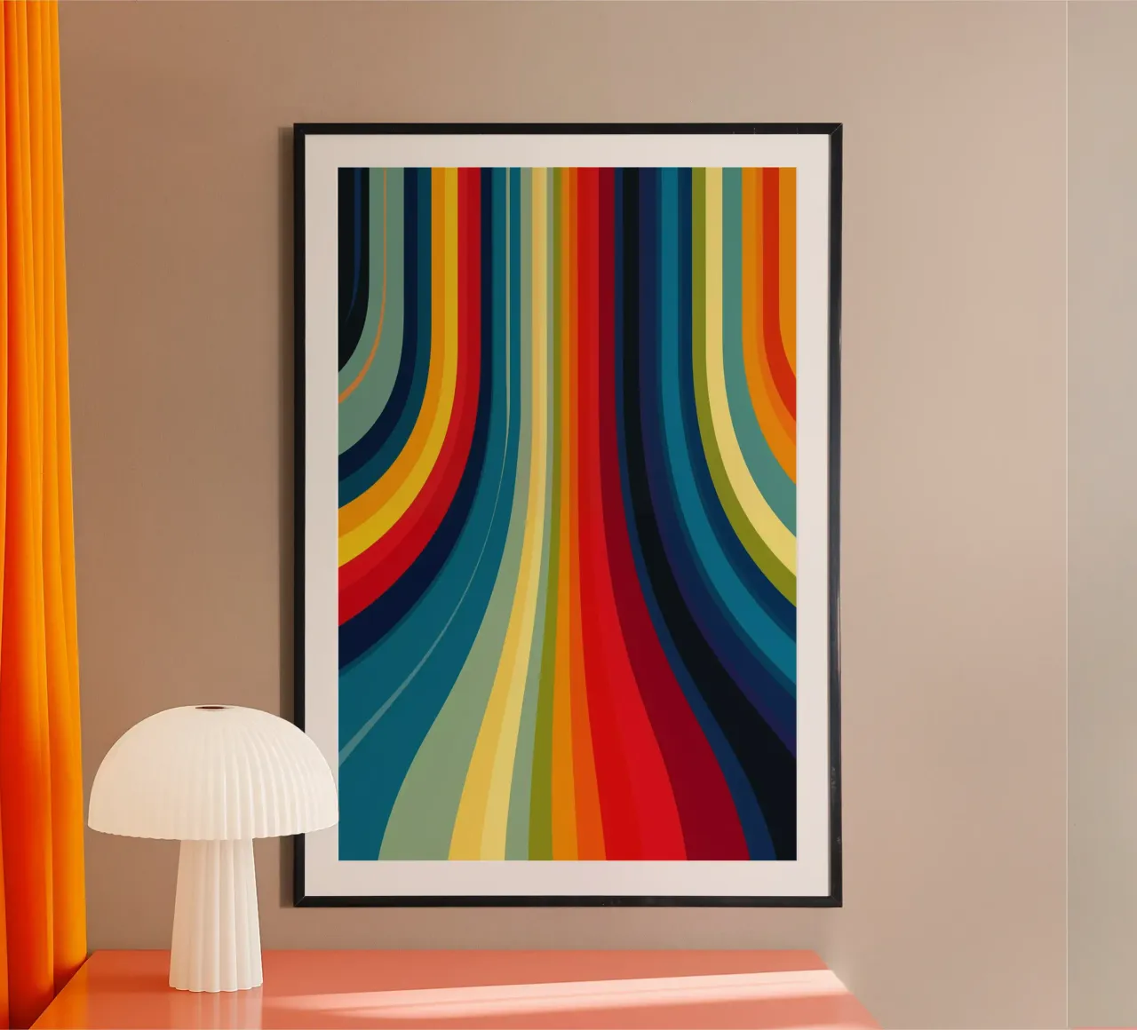 Arcobaleno astratto retrò poster con telaio in plastica da Autofocus