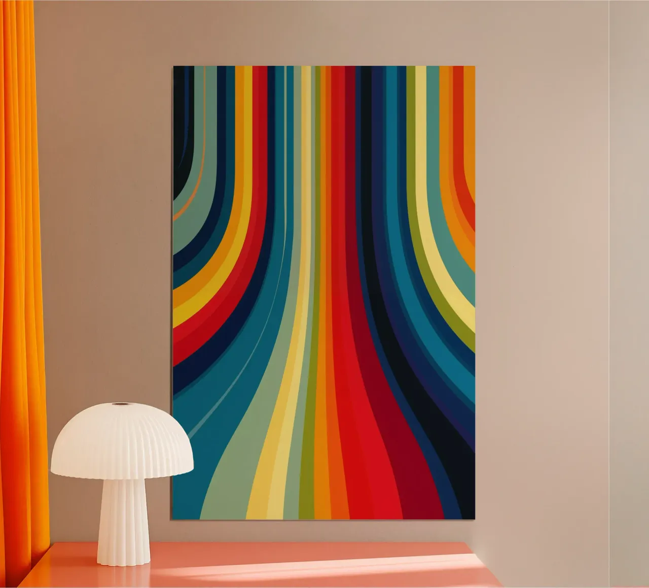 Arcobaleno astratto retrò poster con telaio in plastica da Autofocus