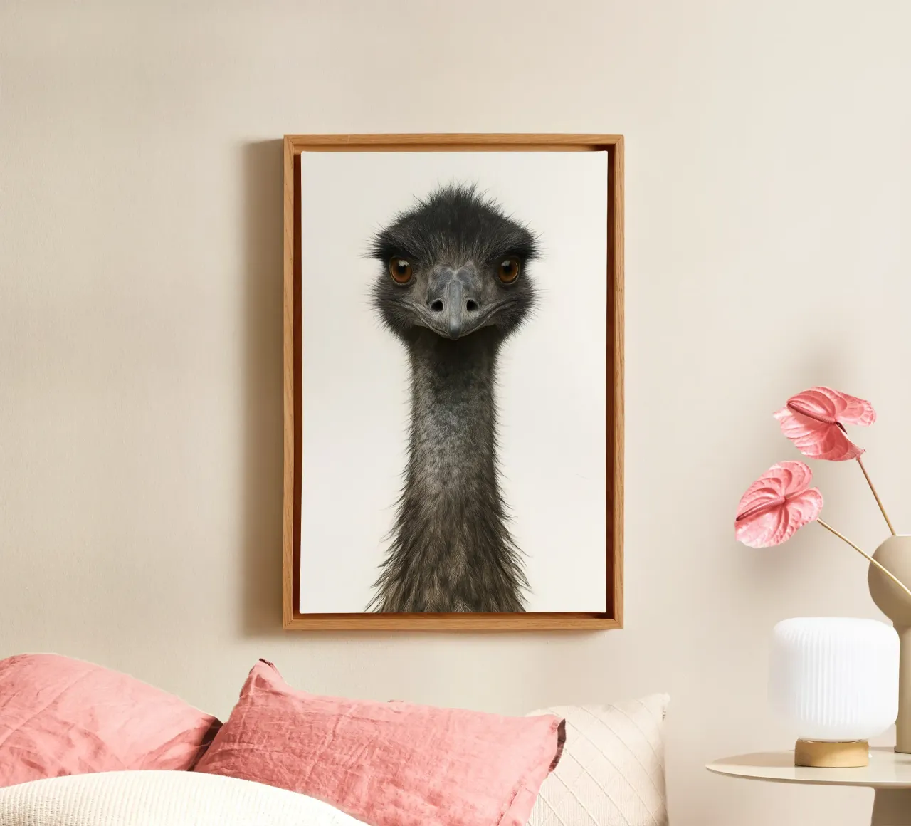 Hyper-Realistic Emu Portrait canvas by Happy Wild Prints