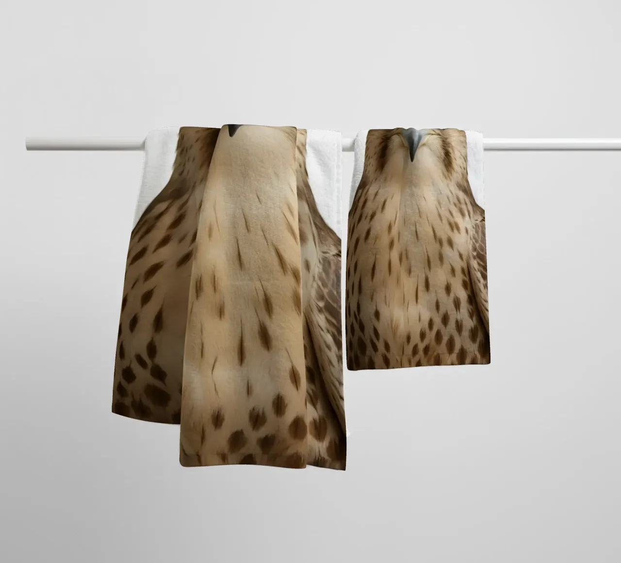 Hyper-Realistic Minimal Falcon Portrait towel by Happy Wild Prints