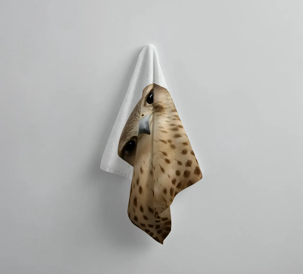 Hyper-Realistic Minimal Falcon Portrait towel by Happy Wild Prints