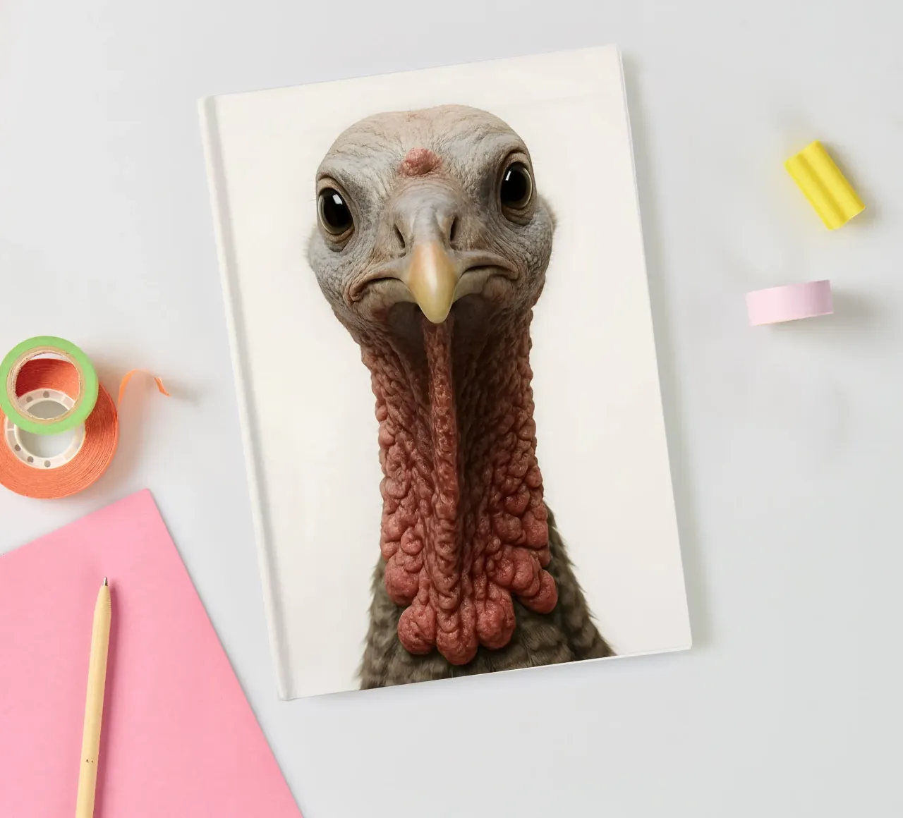 Elegant Turkey Portrait – Hyper-Realistic Bird Art Print notebook by Happy Wild Prints