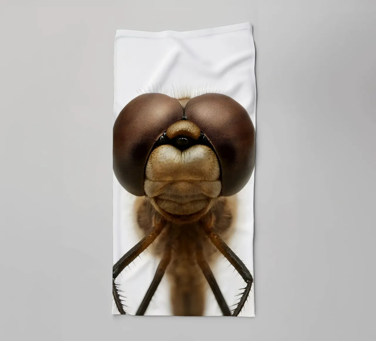 Ultra Close-Up Dragonfly Portrait – Macro Insect Art Print towel by Happy Wild Prints