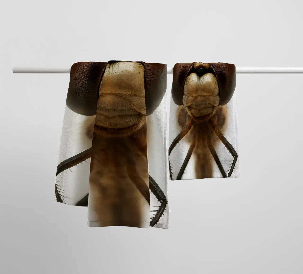 Ultra Close-Up Dragonfly Portrait – Macro Insect Art Print towel by Happy Wild Prints