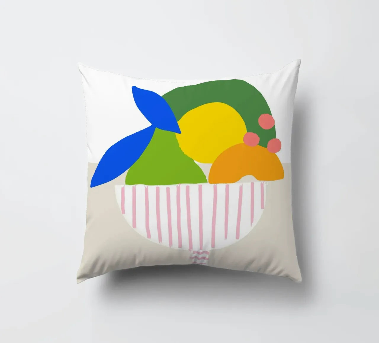 Bunter Obstkorb – Moderner Küchen-Print als farbenfrohe Illu cuscino da designlenamarie
