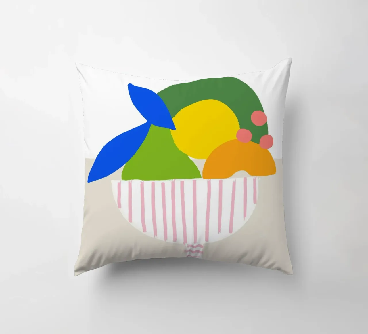 Bunter Obstkorb – Moderner Küchen-Print als farbenfrohe Illu cuscino da designlenamarie