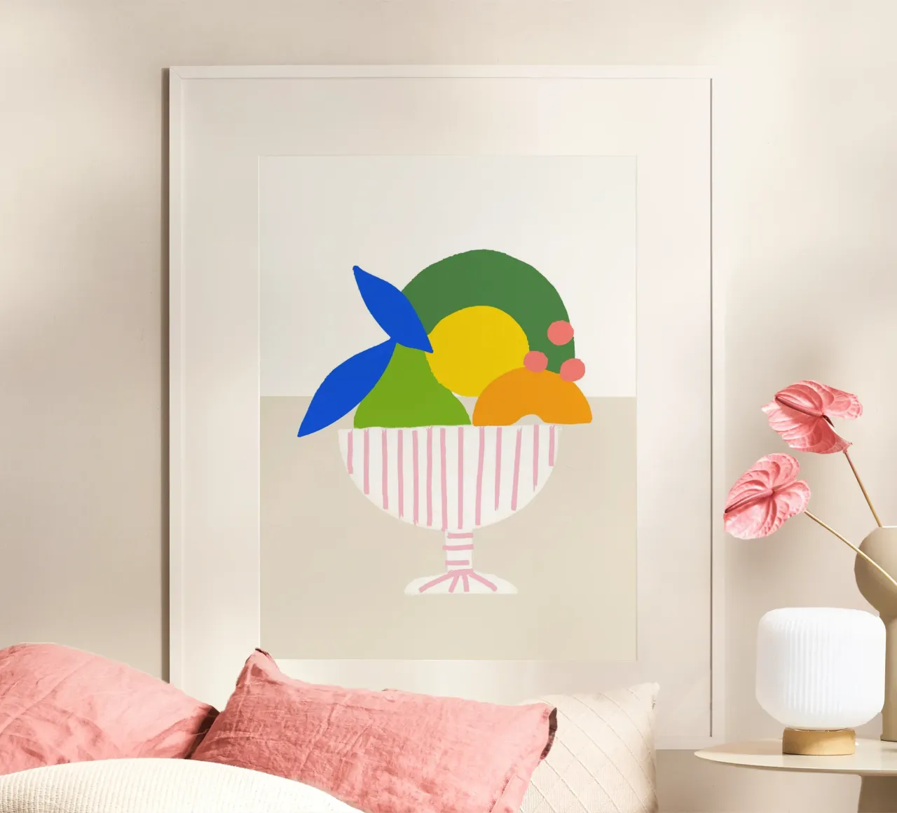 Bunter Obstkorb – Moderner Küchen-Print als farbenfrohe Illu carta hahnemühle da designlenamarie