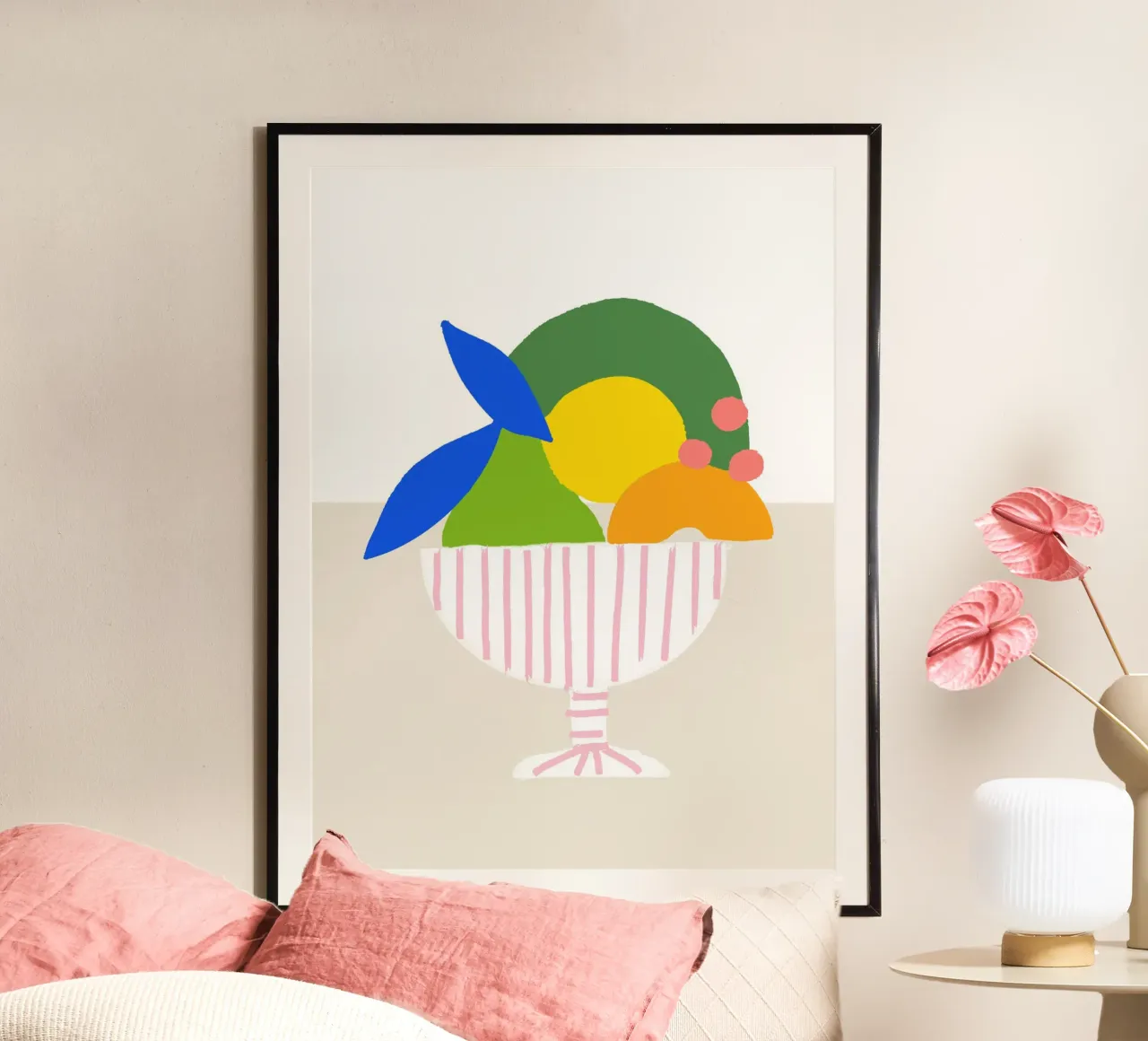 Bunter Obstkorb – Moderner Küchen-Print als farbenfrohe Illu carta hahnemühle da designlenamarie