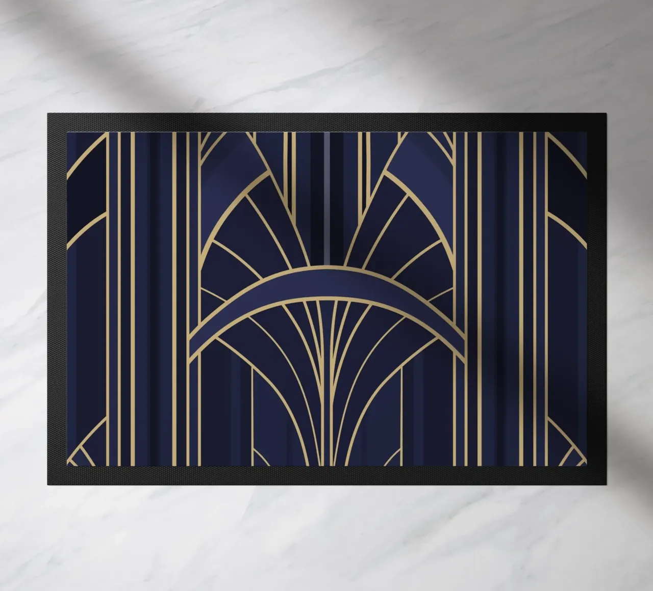 Art Deco Intertwined Architectural Arcs - Dark Blue zerbino da Art Deco Symposium