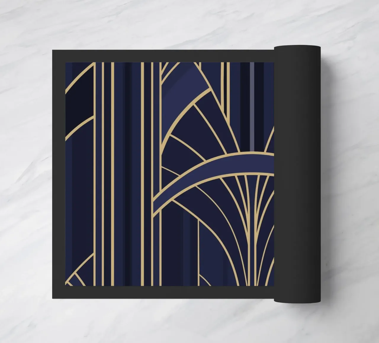 Art Deco Intertwined Architectural Arcs - Dark Blue zerbino da Art Deco Symposium