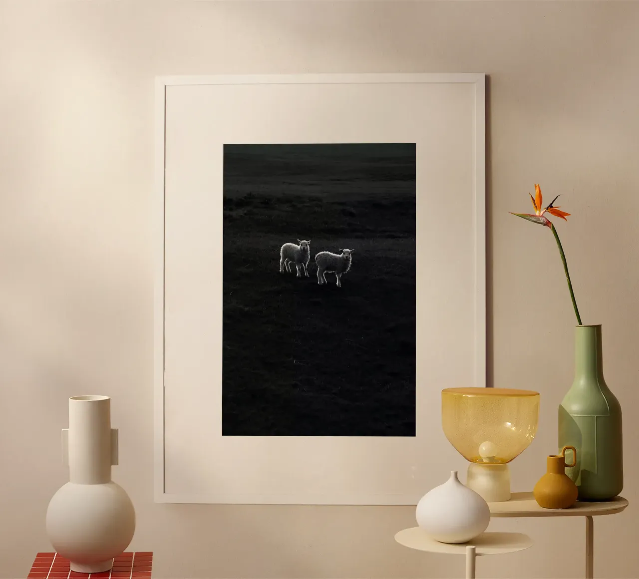 Two Little Lambs poster met aluminium frame van Fjöllart